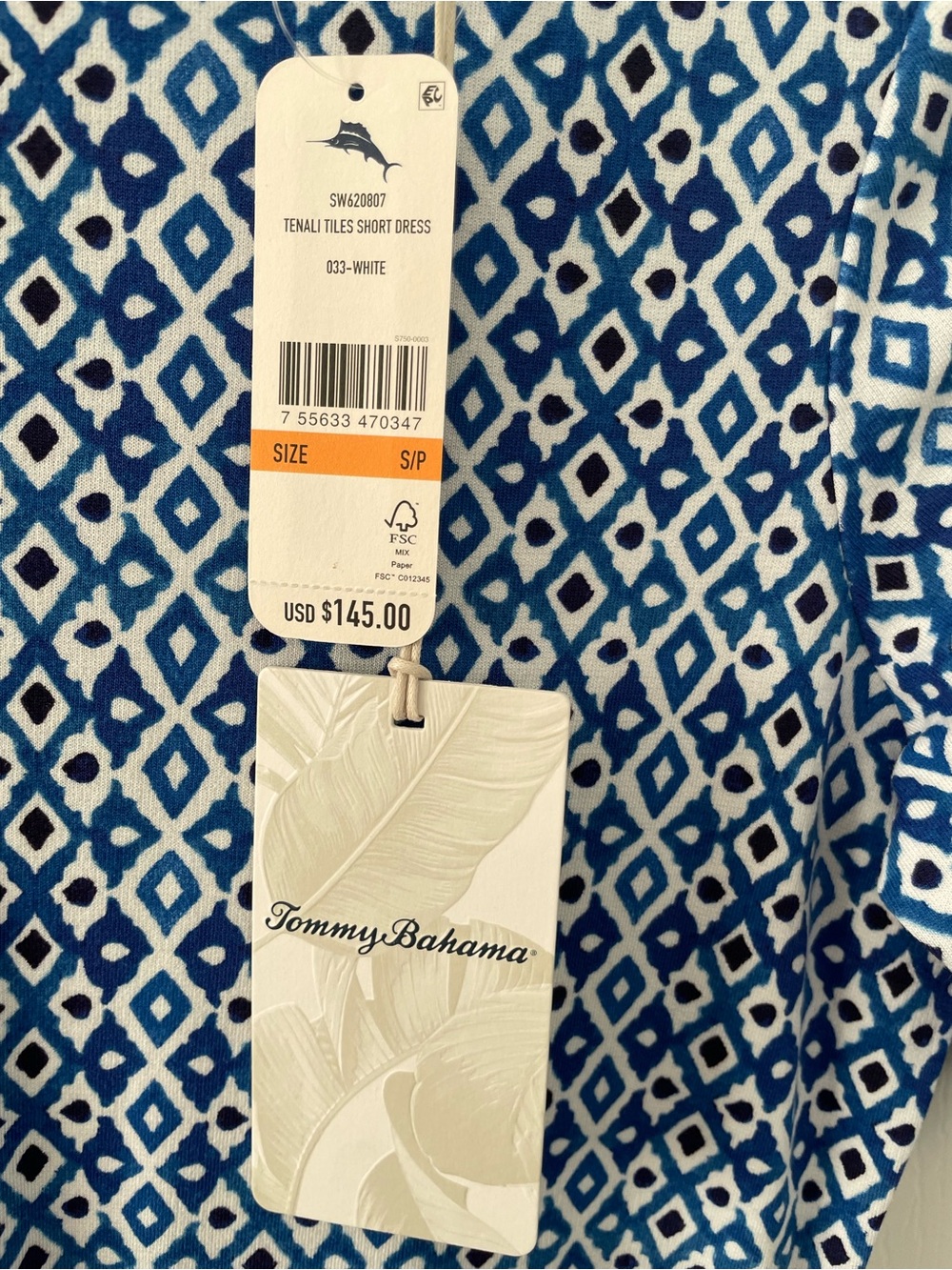 Tommy Bahama Blue & White Geometric Short-Sleeve Shirt